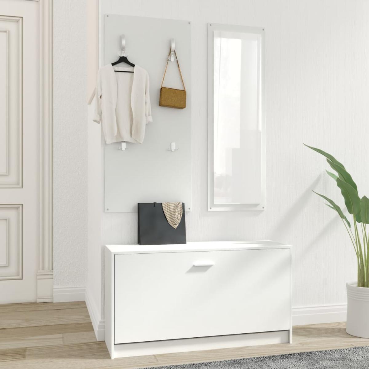 Set de mueble zapatero 3 en 1 madera contrachapada blanco