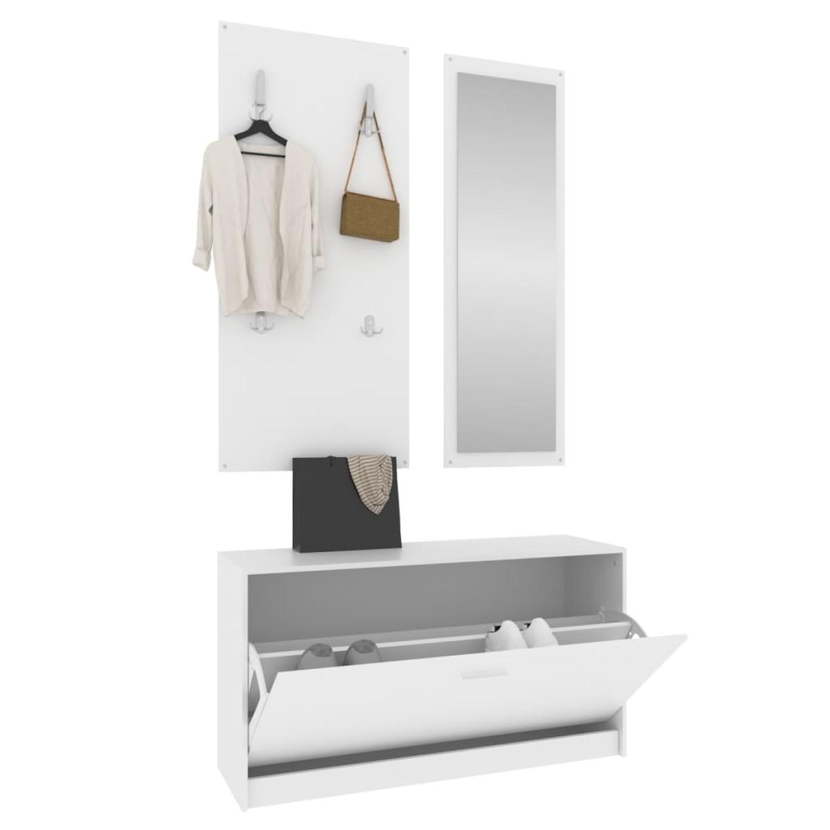 Set de mueble zapatero 3 en 1 madera contrachapada blanco