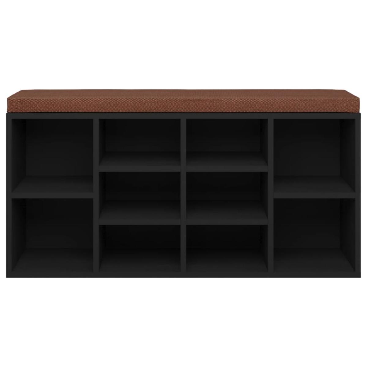 Banco zapatero de madera contrachapada negro 103x30x48 cm