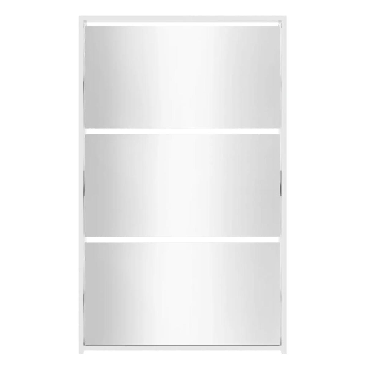 Mueble zapatero y espejo 3 niveles blanco brillo 63x17x102,5 cm
