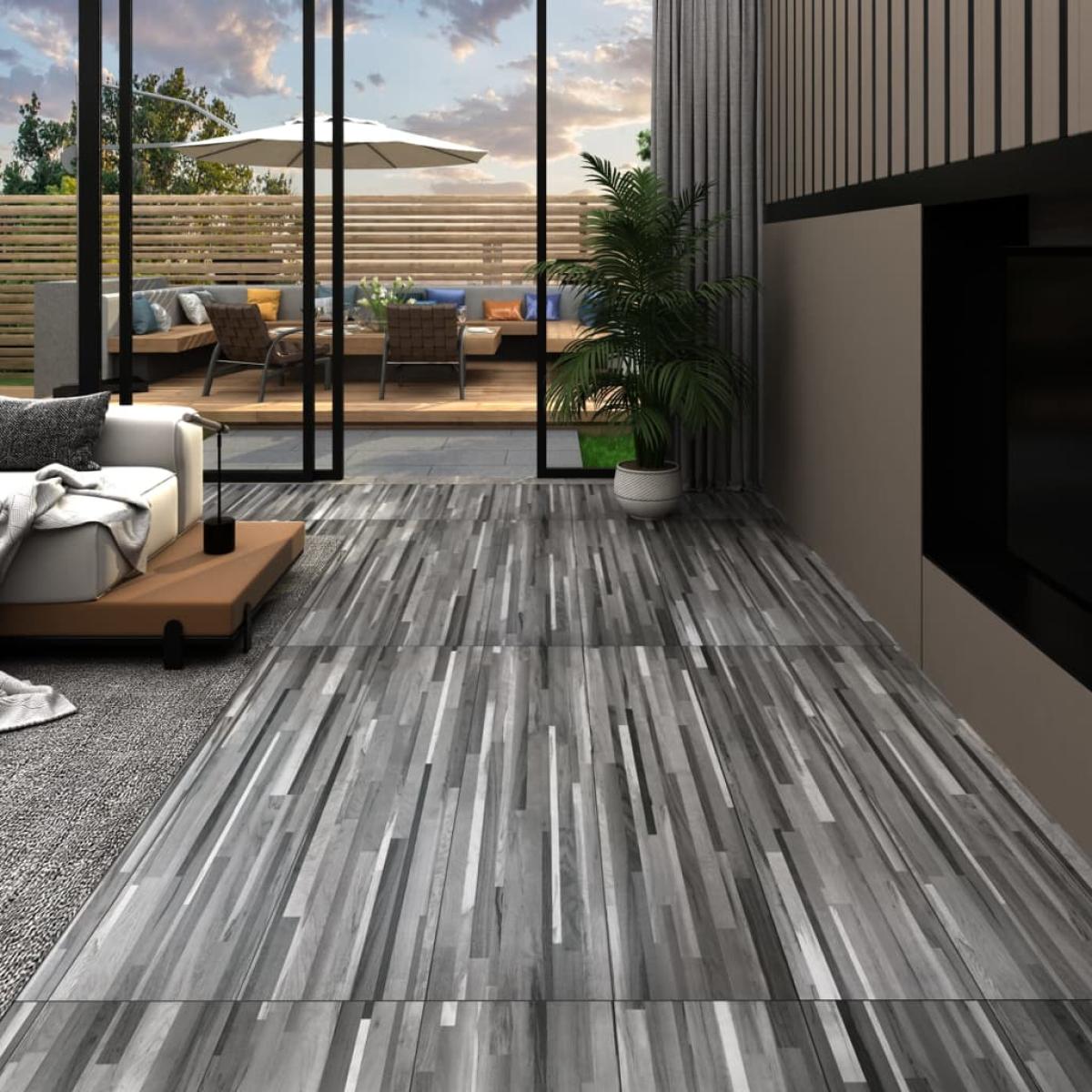 Lamas para suelo de PVC autoadhesivas gris rayado 2,51 m² 2 mm