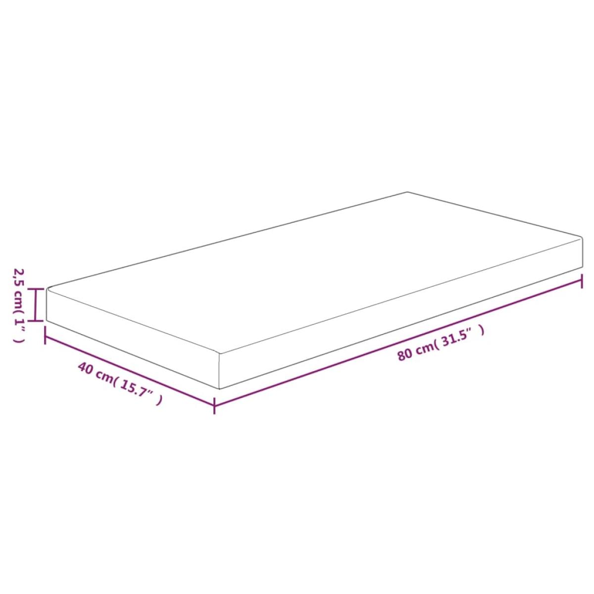 Encimera de madera maciza tratada marrón claro 80x40x2,5cm