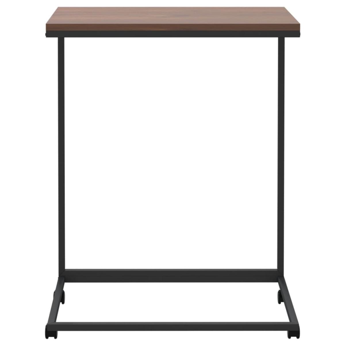 Mesa auxiliar con ruedas de contrachapado negro 55x35x70 cm