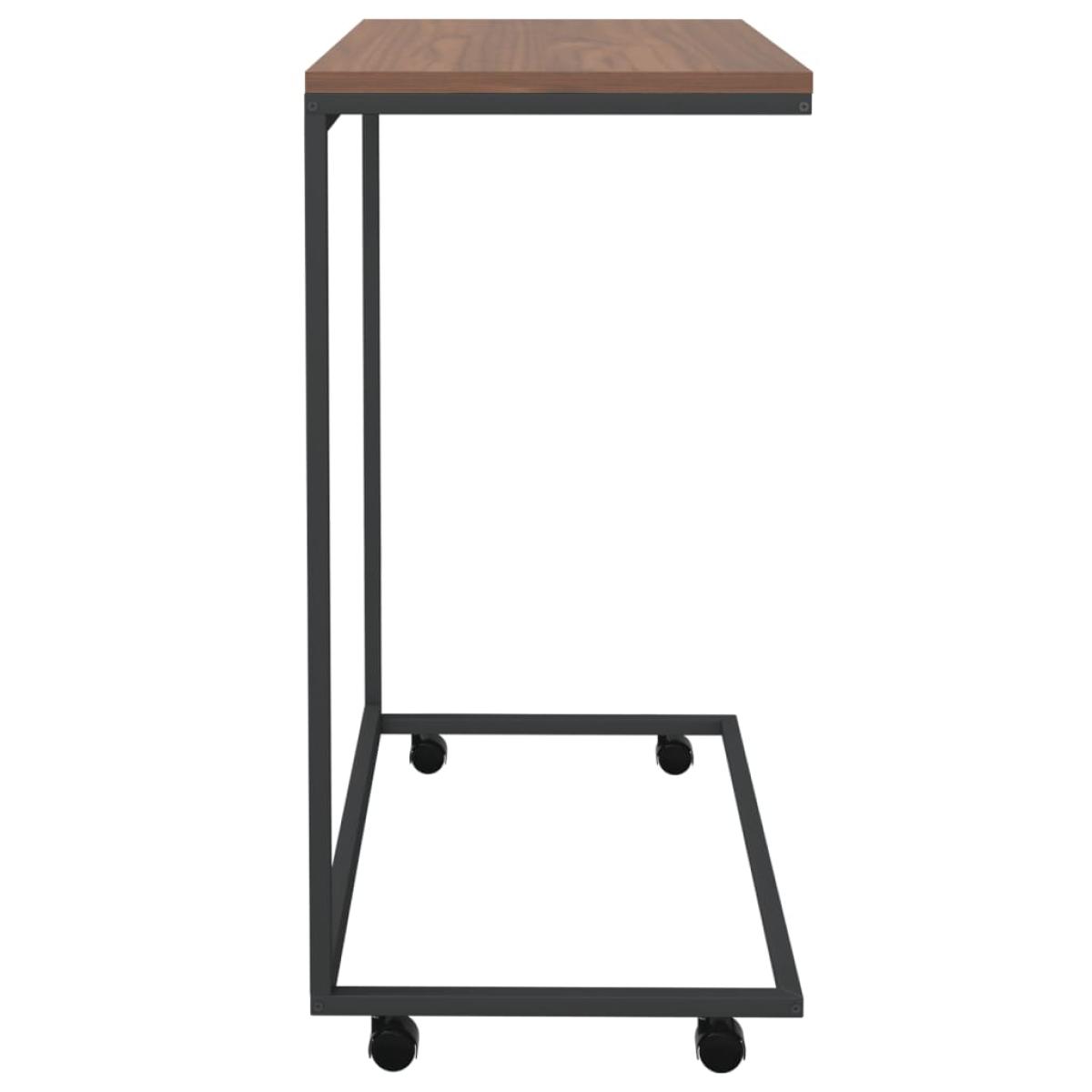 Mesa auxiliar con ruedas de contrachapado negro 55x35x70 cm