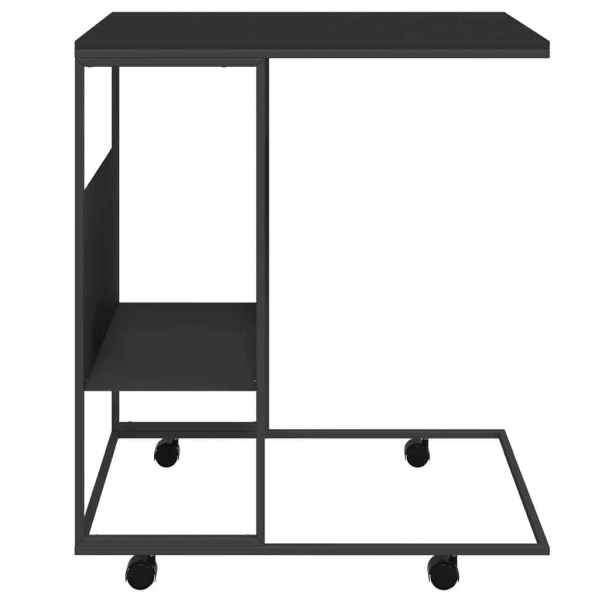 Mesa auxiliar con ruedas contrachapado negro 55x36x63,5 cm