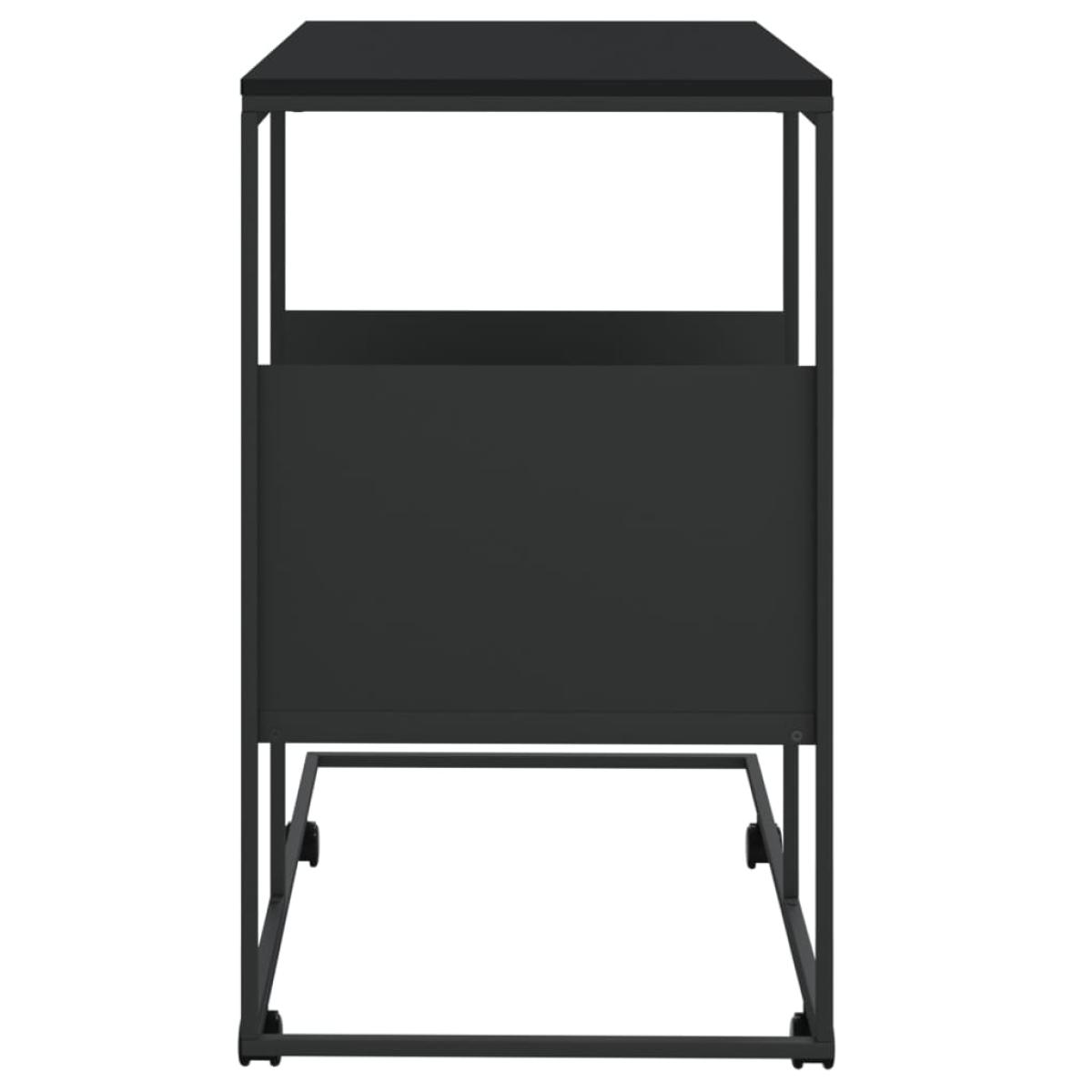 Mesa auxiliar con ruedas contrachapado negro 55x36x63,5 cm
