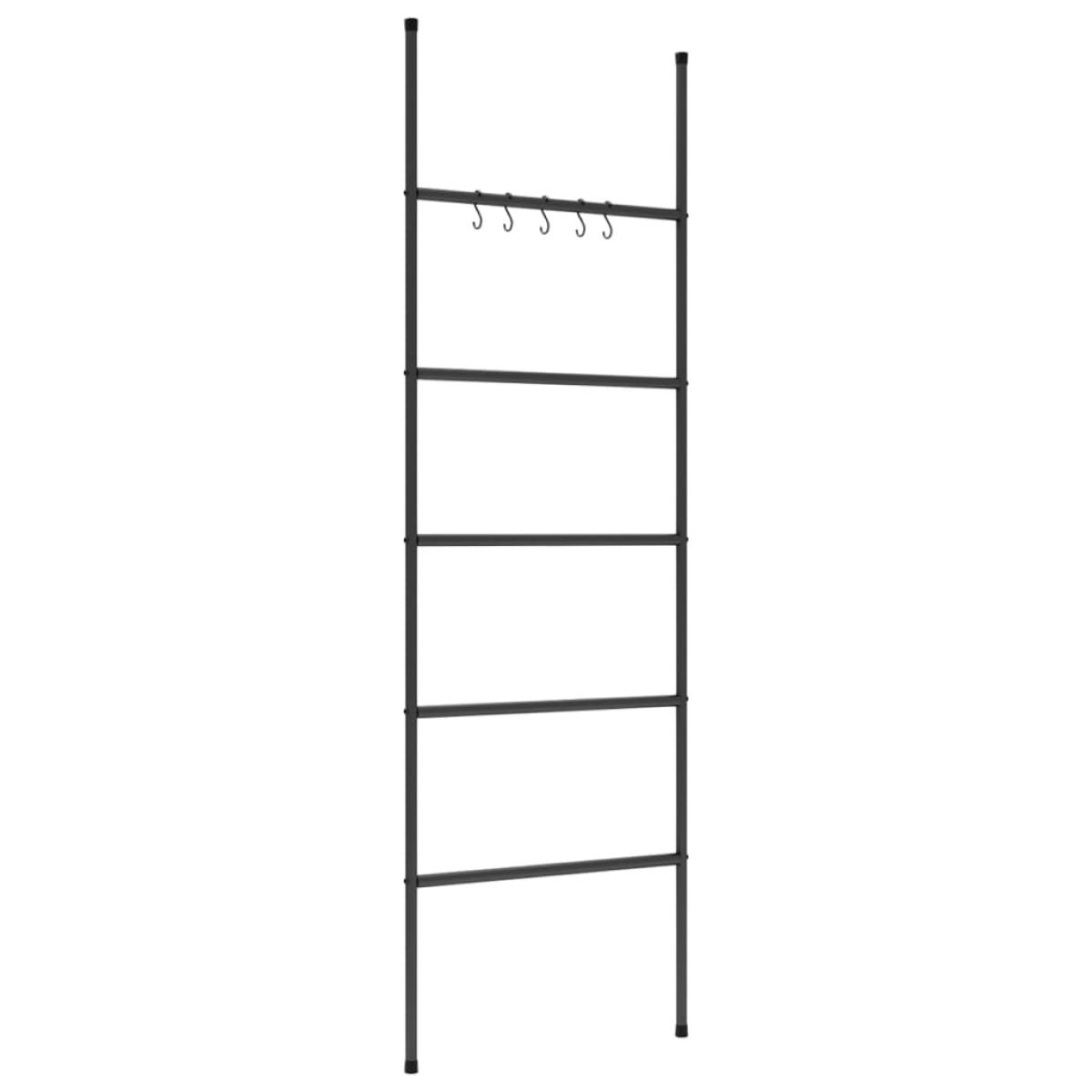 Toallero en escalera con 5 niveles hierro negro 58x175 cm