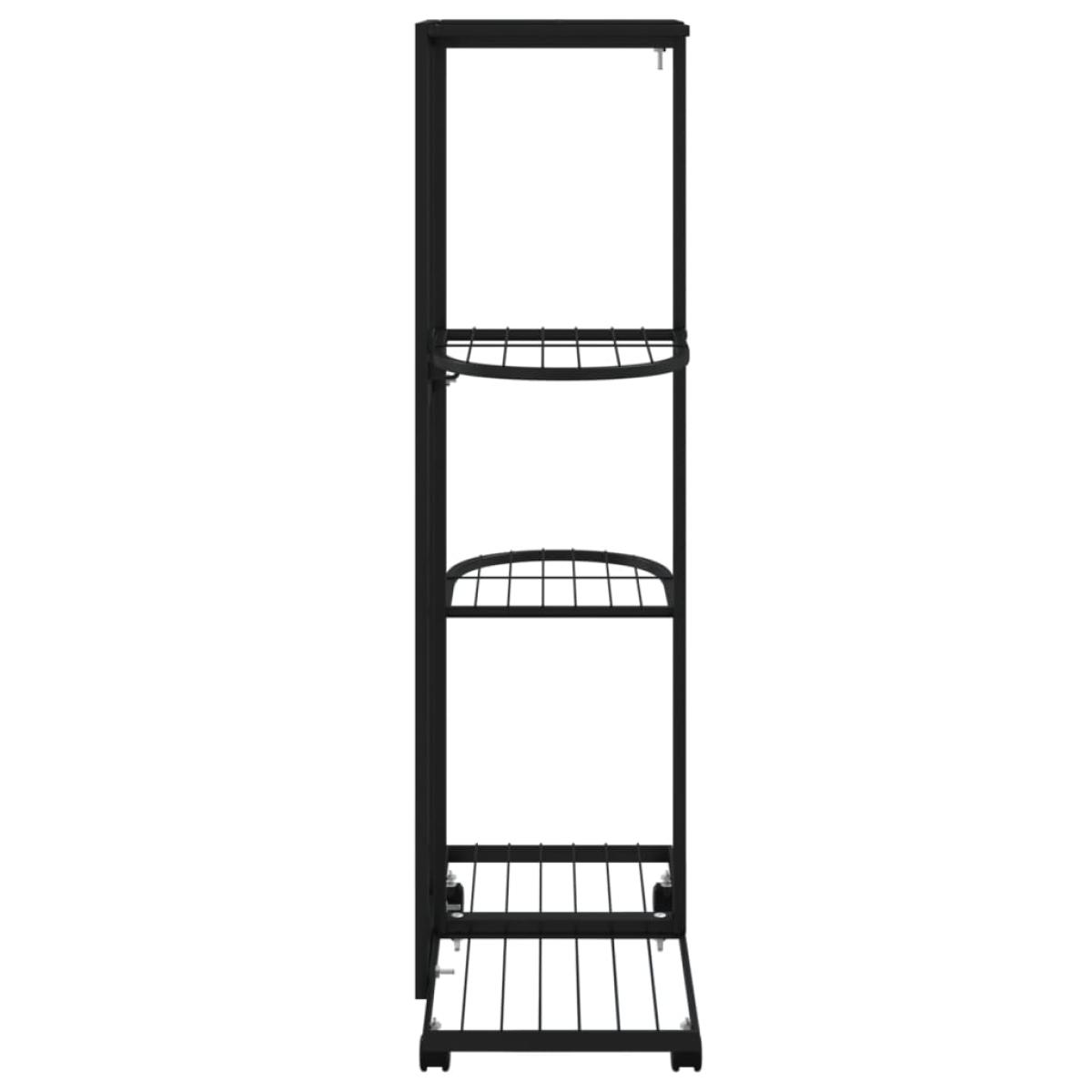 Soporte para flores 4 alturas y ruedas hierro negro 44x23x80 cm