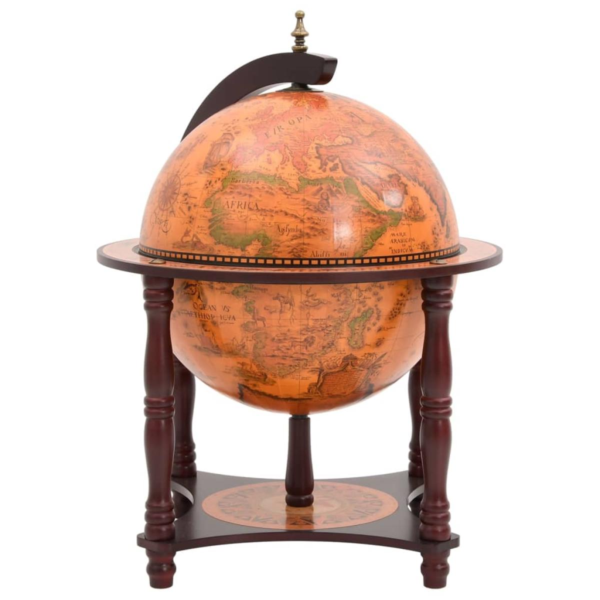 Botellero globo terráqueo madera maciza eucalipto marrón