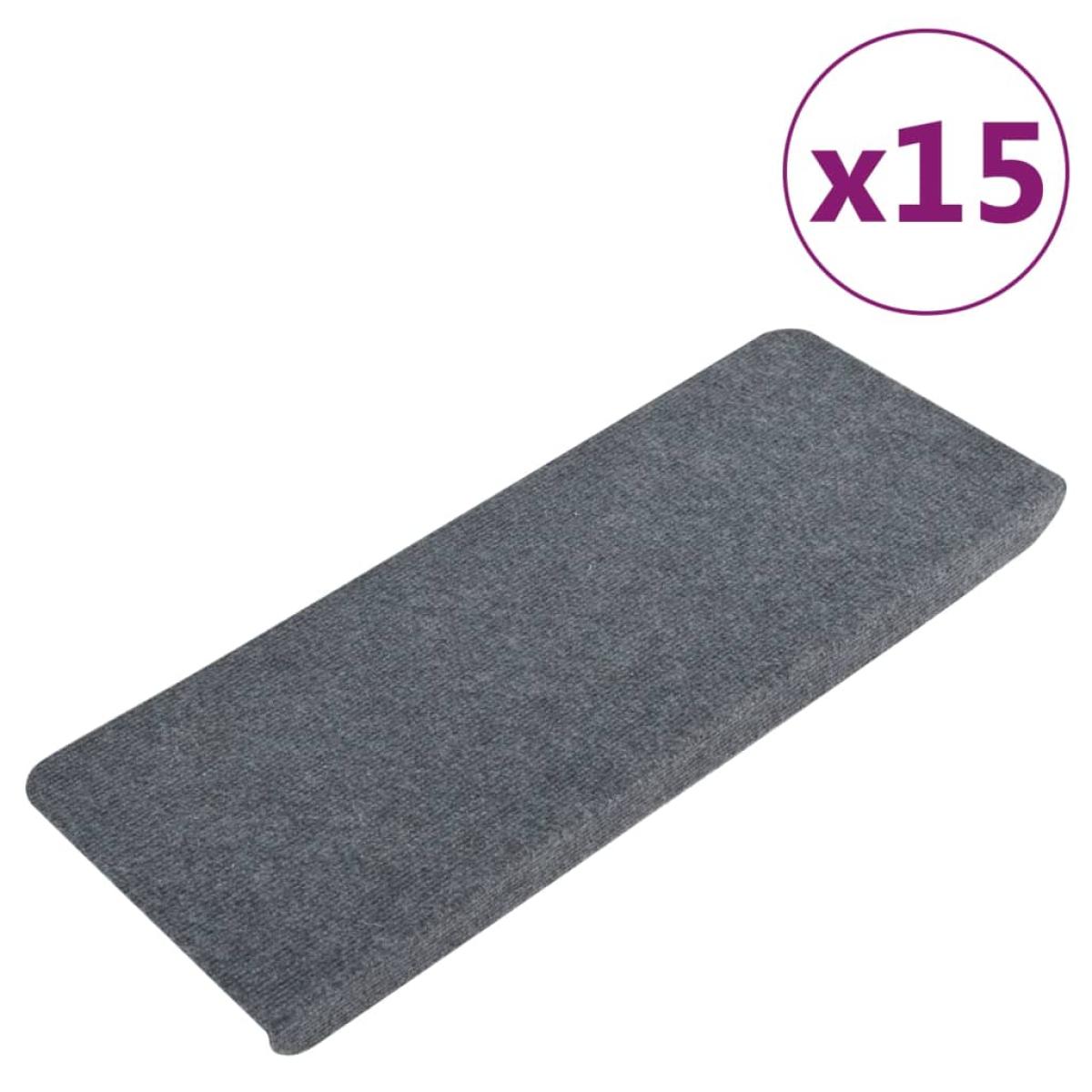 Alfombrilla autoadhesiva de escalera 15 uds gris 65x24,5x3,5 cm