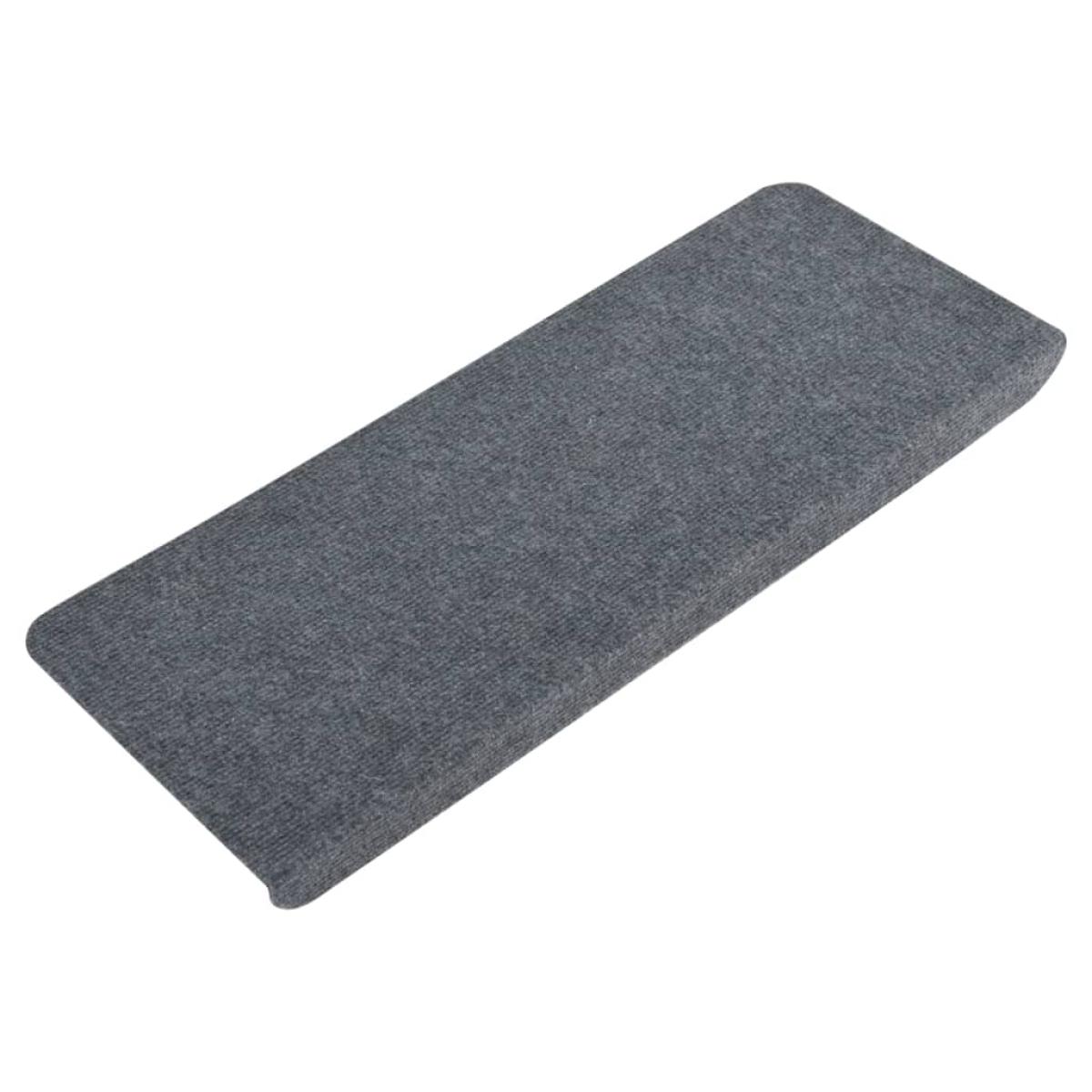 Alfombrilla autoadhesiva de escalera 15 uds gris 65x24,5x3,5 cm