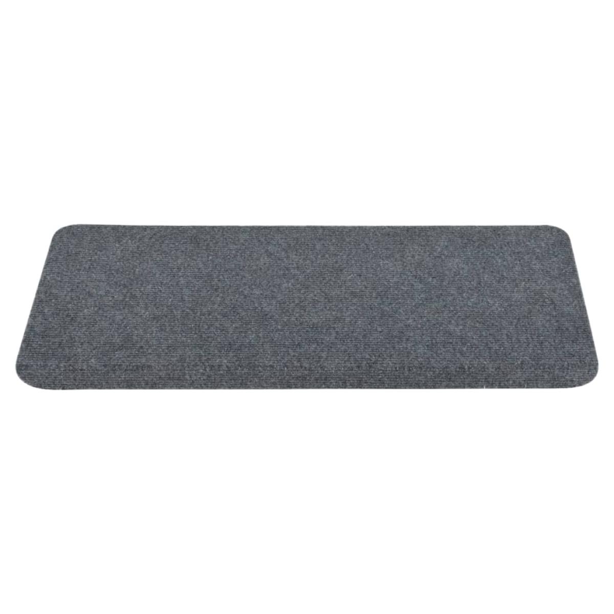 Alfombrilla autoadhesiva de escalera 15 uds gris 65x24,5x3,5 cm
