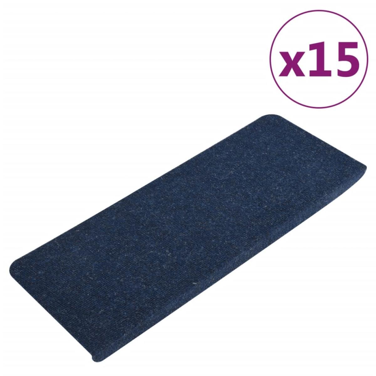 Alfombrilla autoadhesiva de escalera 15 uds azul 65x24,5x3,5 cm