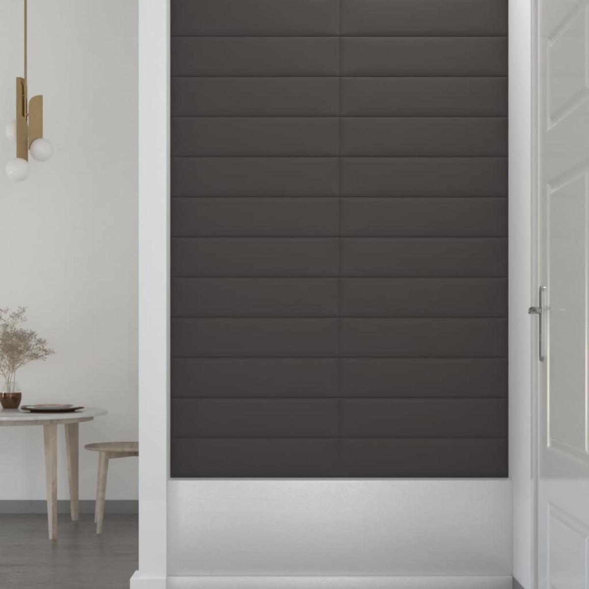 Paneles de pared 12 uds tela gris oscuro 60x15 cm 1,08 m²