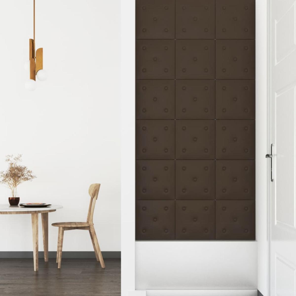 Paneles de pared 12 uds cuero sintético marrón 30x30 cm 1,08 m²