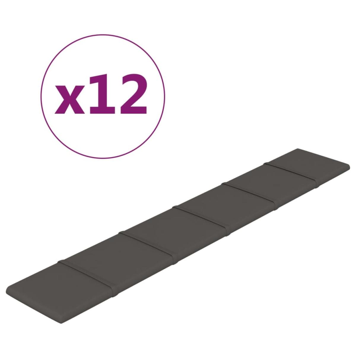 Paneles de pared 12 uds tela gris oscuro 90x15 cm 1,62 m²
