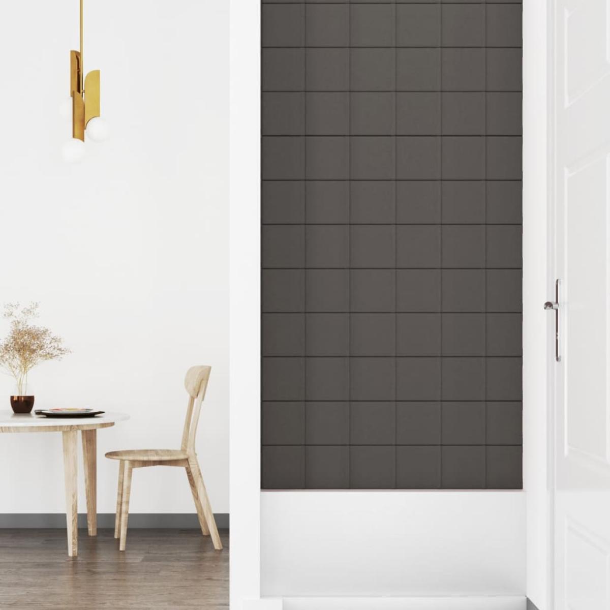 Paneles de pared 12 uds tela gris oscuro 90x15 cm 1,62 m²