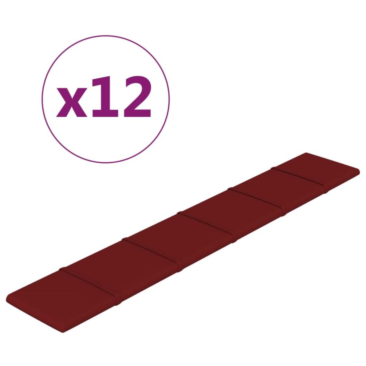Paneles de pared 12 uds tela rojo tinto 90x15 cm 1,62 m²