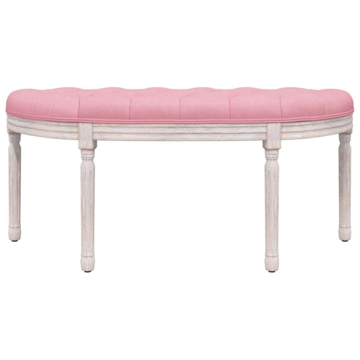 Banco de terciopelo rosa 110,5x45x49 cm