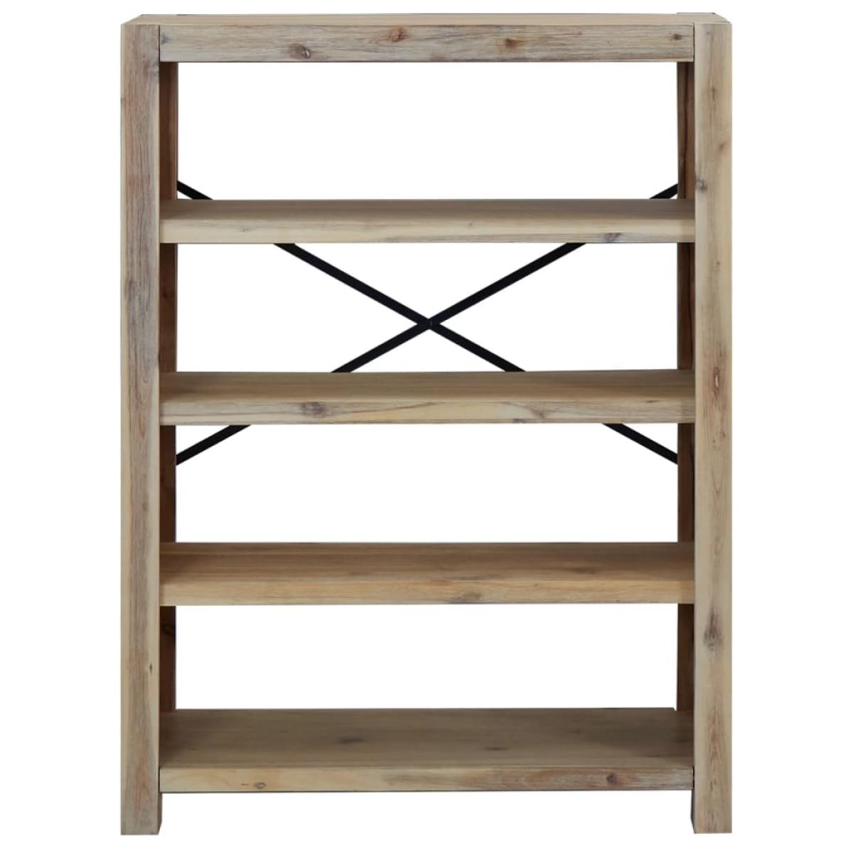 Estantería de 4 niveles madera maciza de acacia 80x30x110 cm