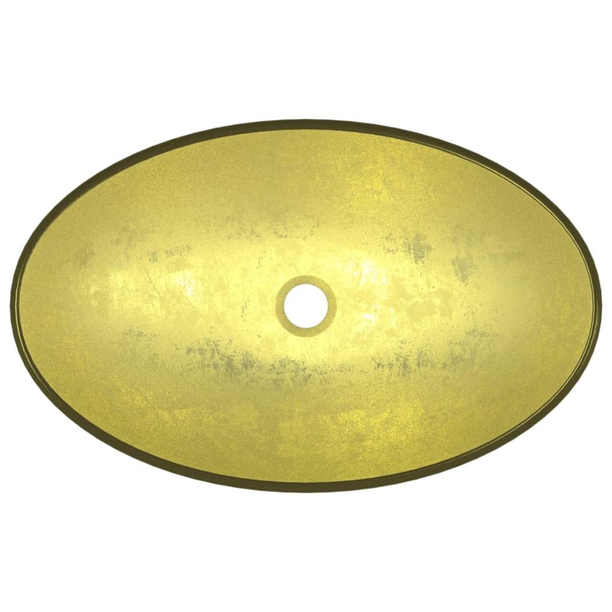 Lavabo de vidrio templado dorado 54,5x35x15,5 cm