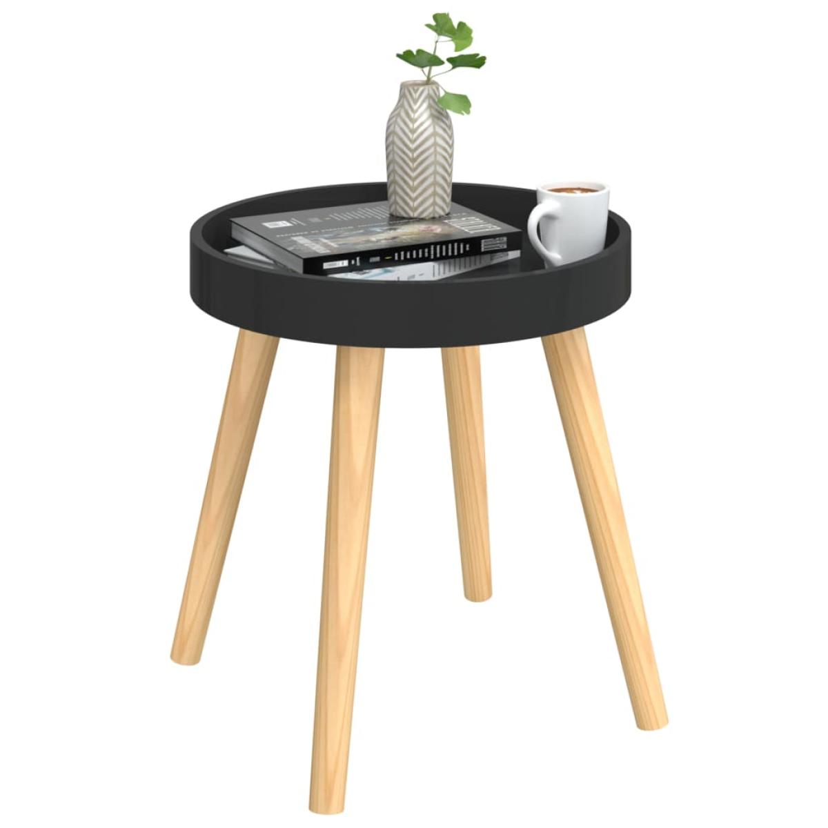 Mesa auxiliar madera contrachapada y pino negro 38x38x40 cm