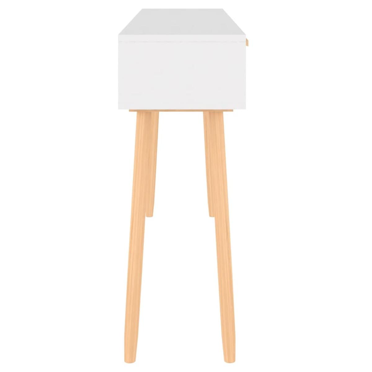 Mesa consola madera pino maciza ratán natural 105x30x75 cm
