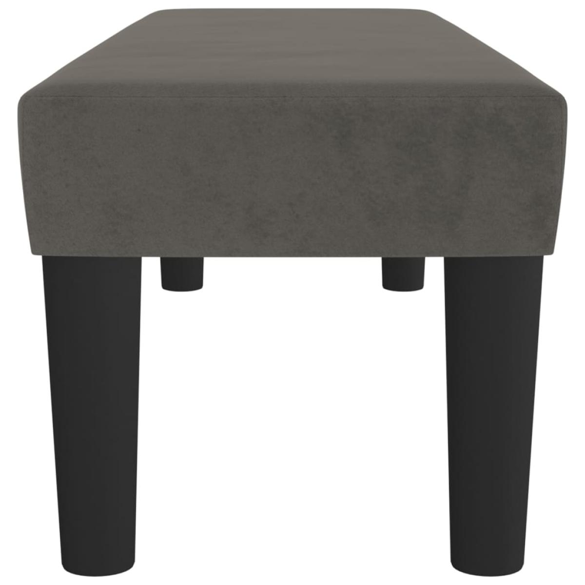 Banco de terciopelo gris oscuro 100x30x30 cm