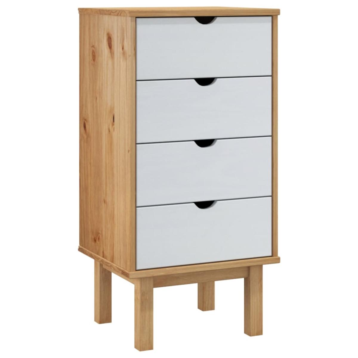 Cajonera OTTA madera maciza pino marrón y blanco 46x39,5x90 cm