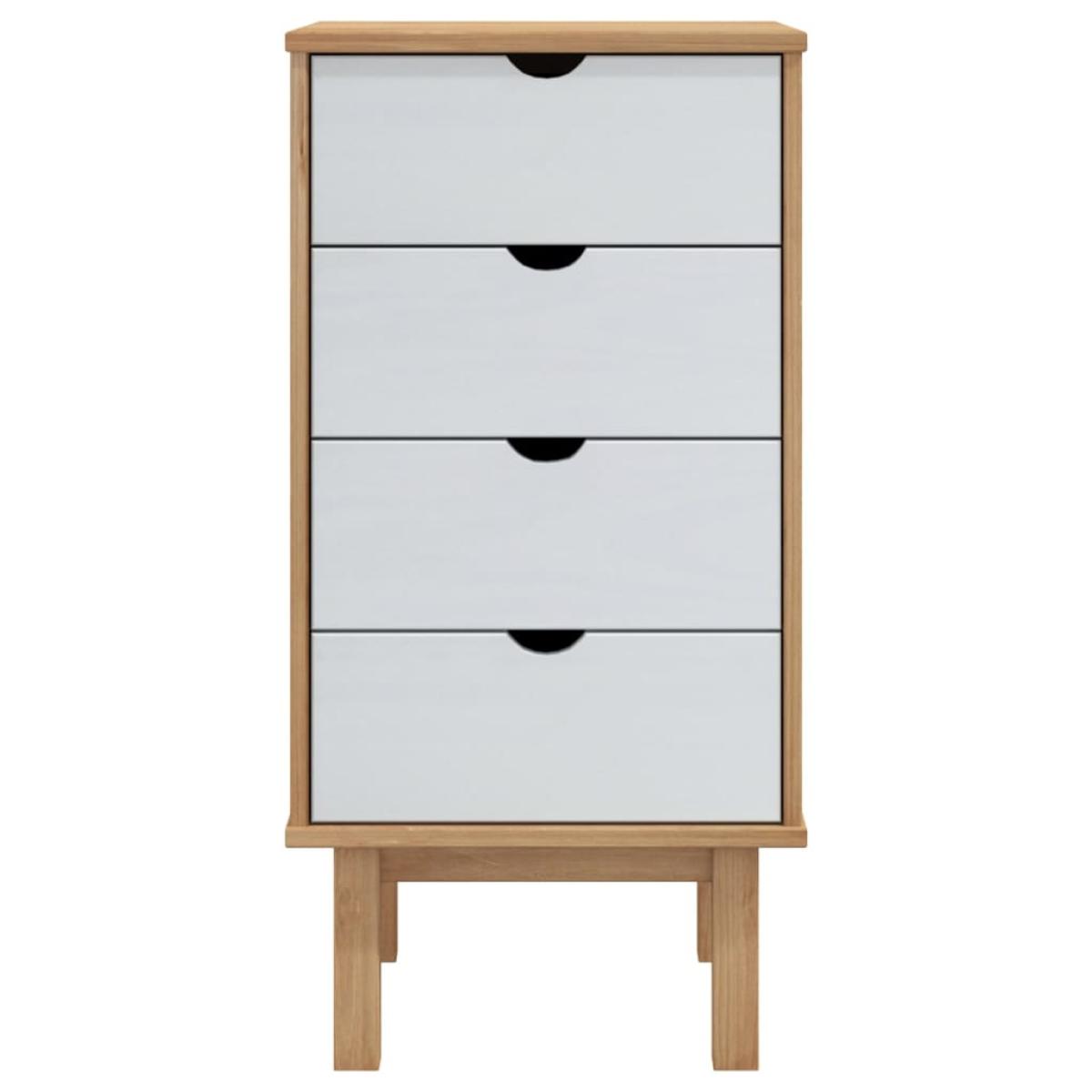 Cajonera OTTA madera maciza pino marrón y blanco 46x39,5x90 cm