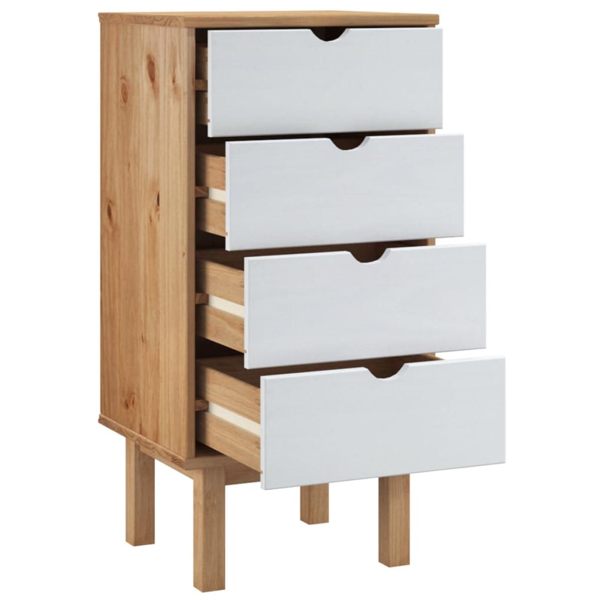 Cajonera OTTA madera maciza pino marrón y blanco 46x39,5x90 cm