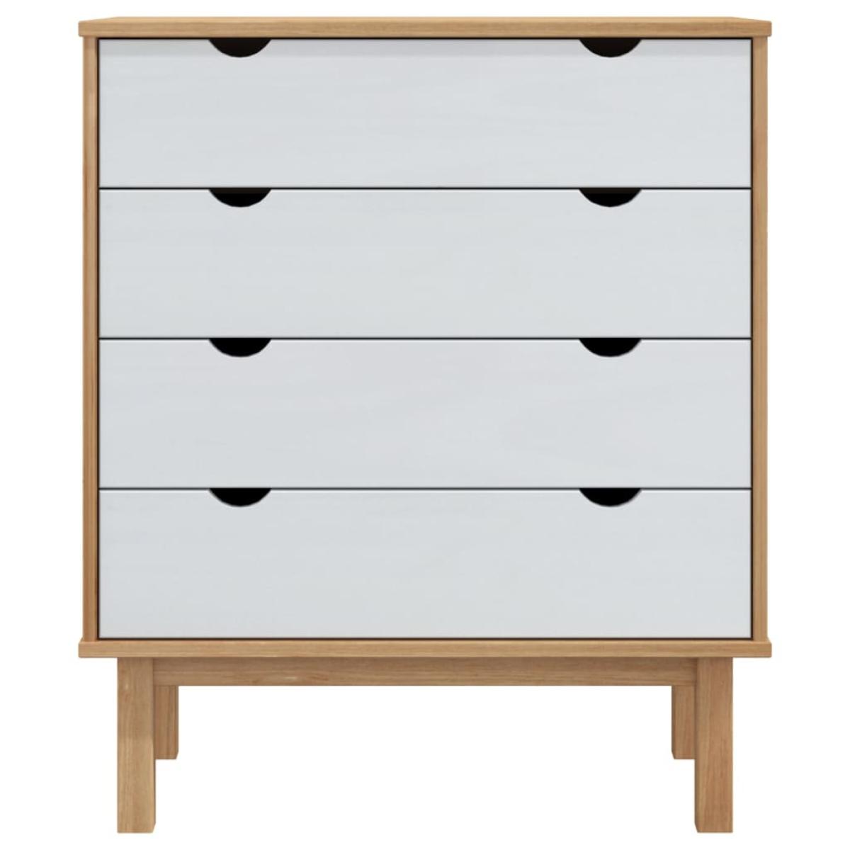 Cajonera OTTA madera maciza pino marrón y blanco 76,5x39,5x90cm