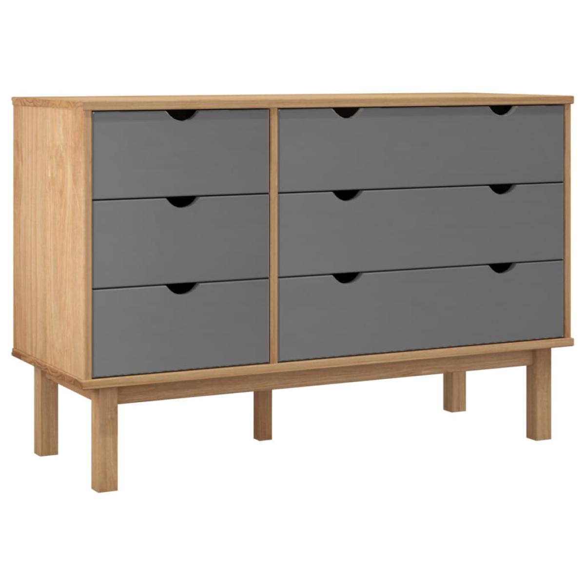 Cajonera OTTA madera maciza pino marrón y gris 111x42x73,5 cm
