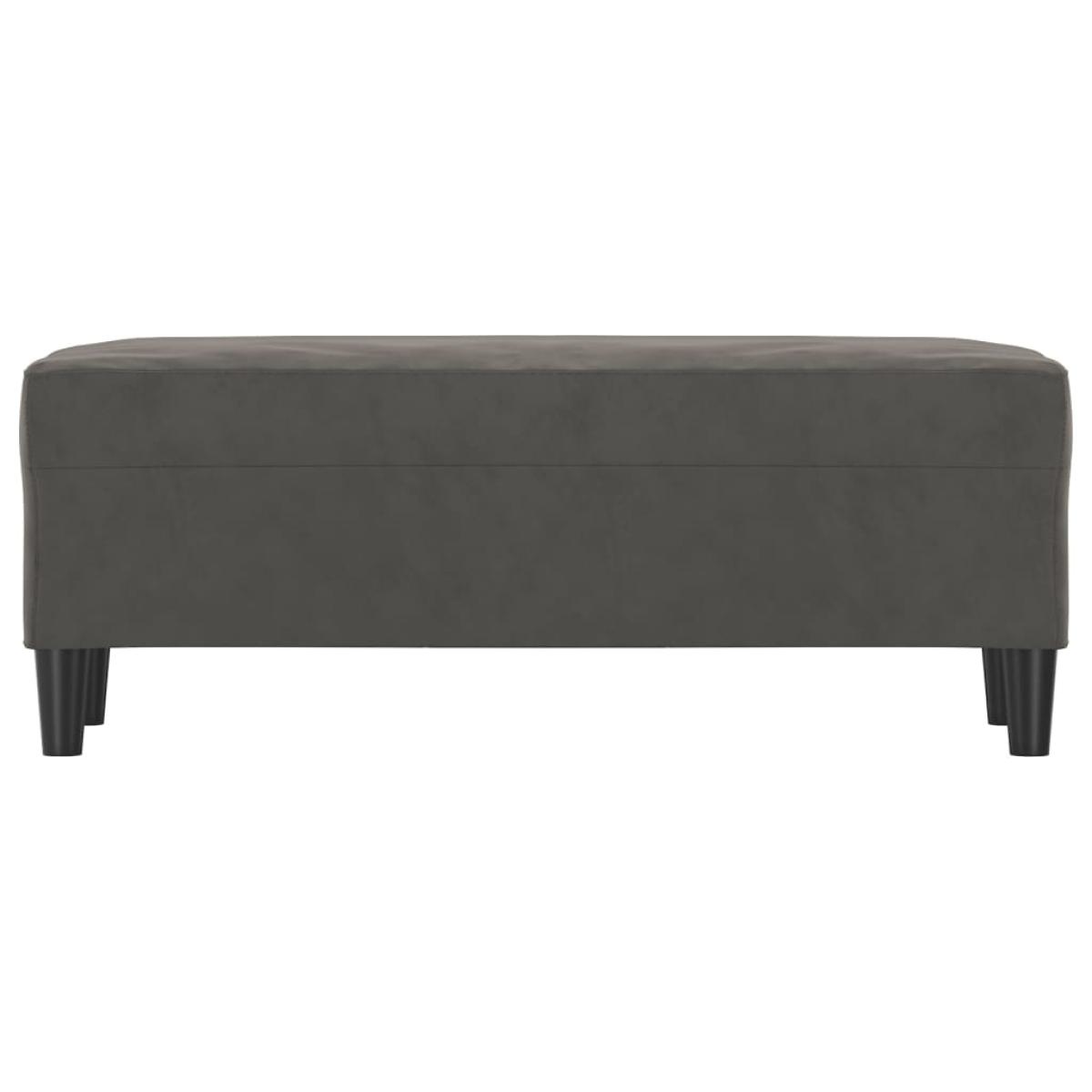 Banco de terciopelo gris oscuro 100x35x41 cm