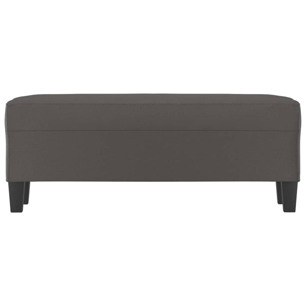 Banco de cuero sintético gris 100x35x41 cm