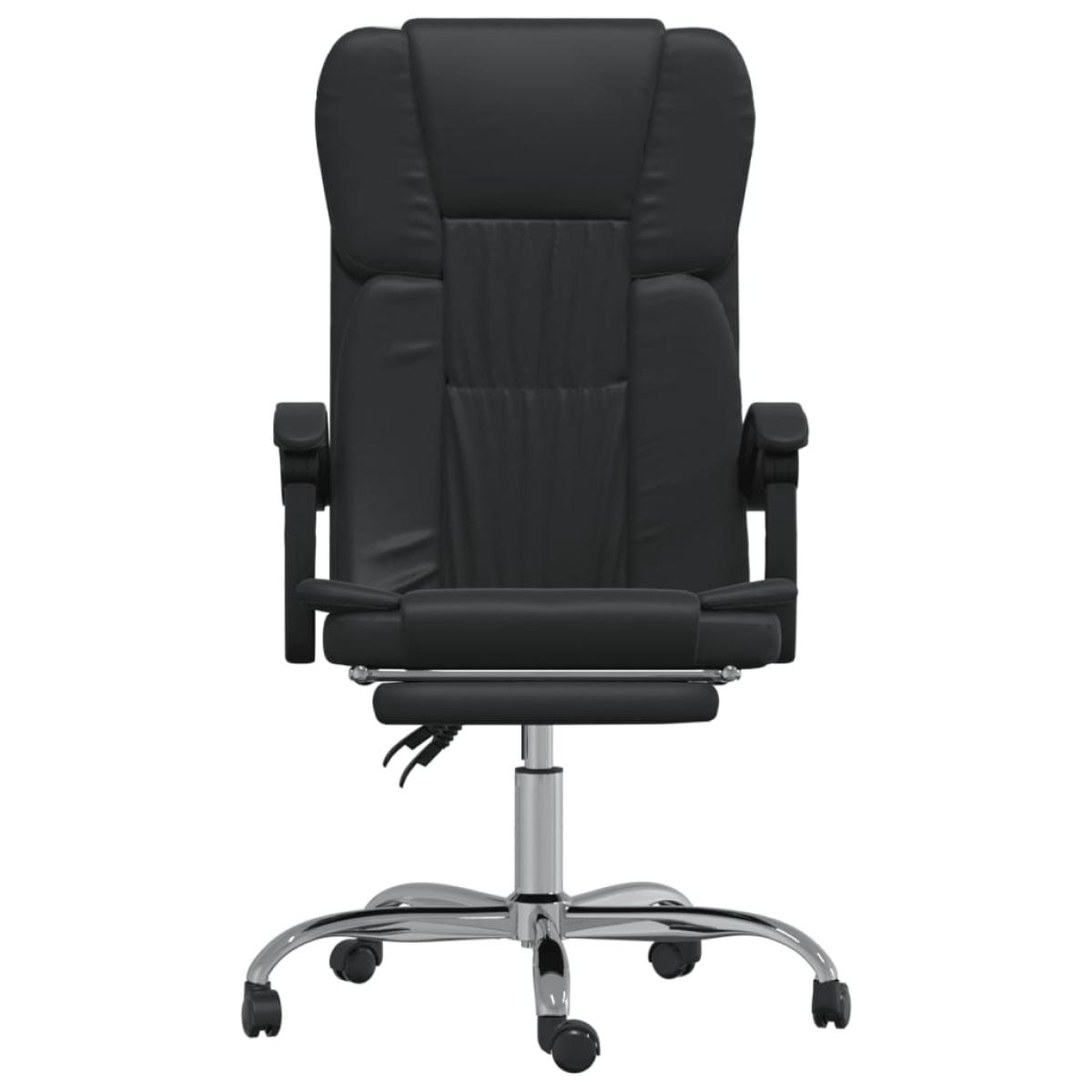 Silla de oficina reclinable cuero sintético negro