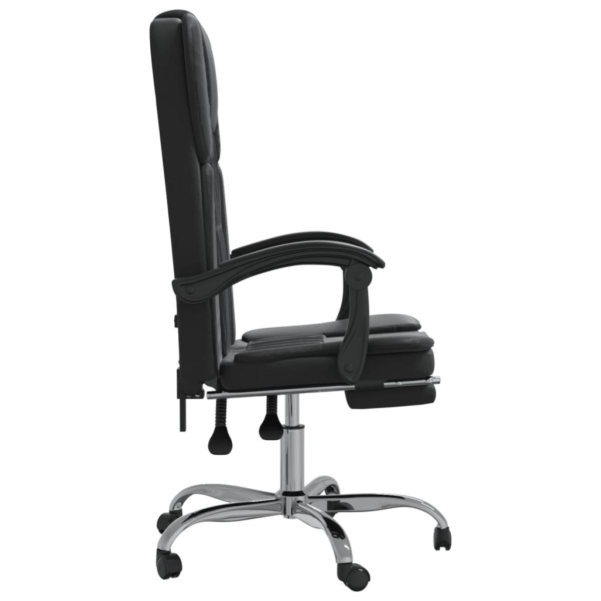 Silla de oficina reclinable cuero sintético negro