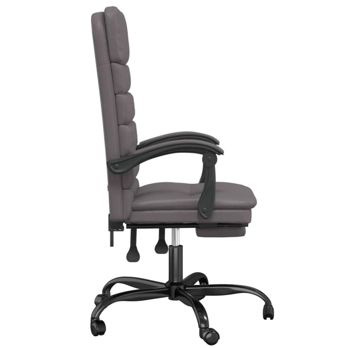 Silla de oficina reclinable masaje cuero sintético gris