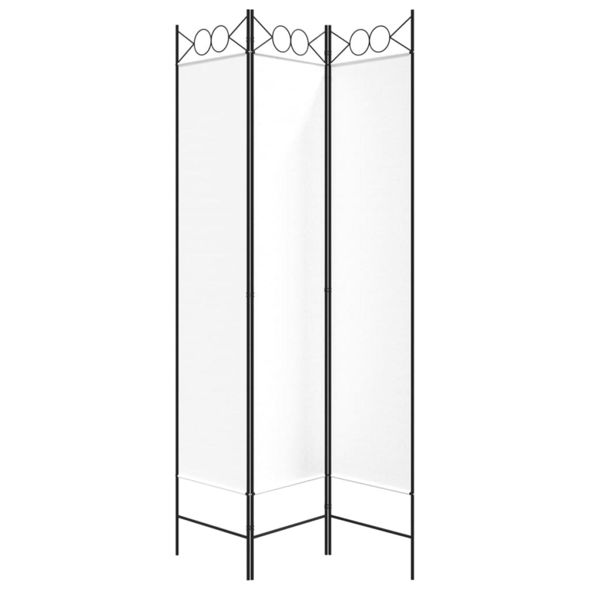 Biombo divisor de 3 paneles de tela blanco 120x200 cm