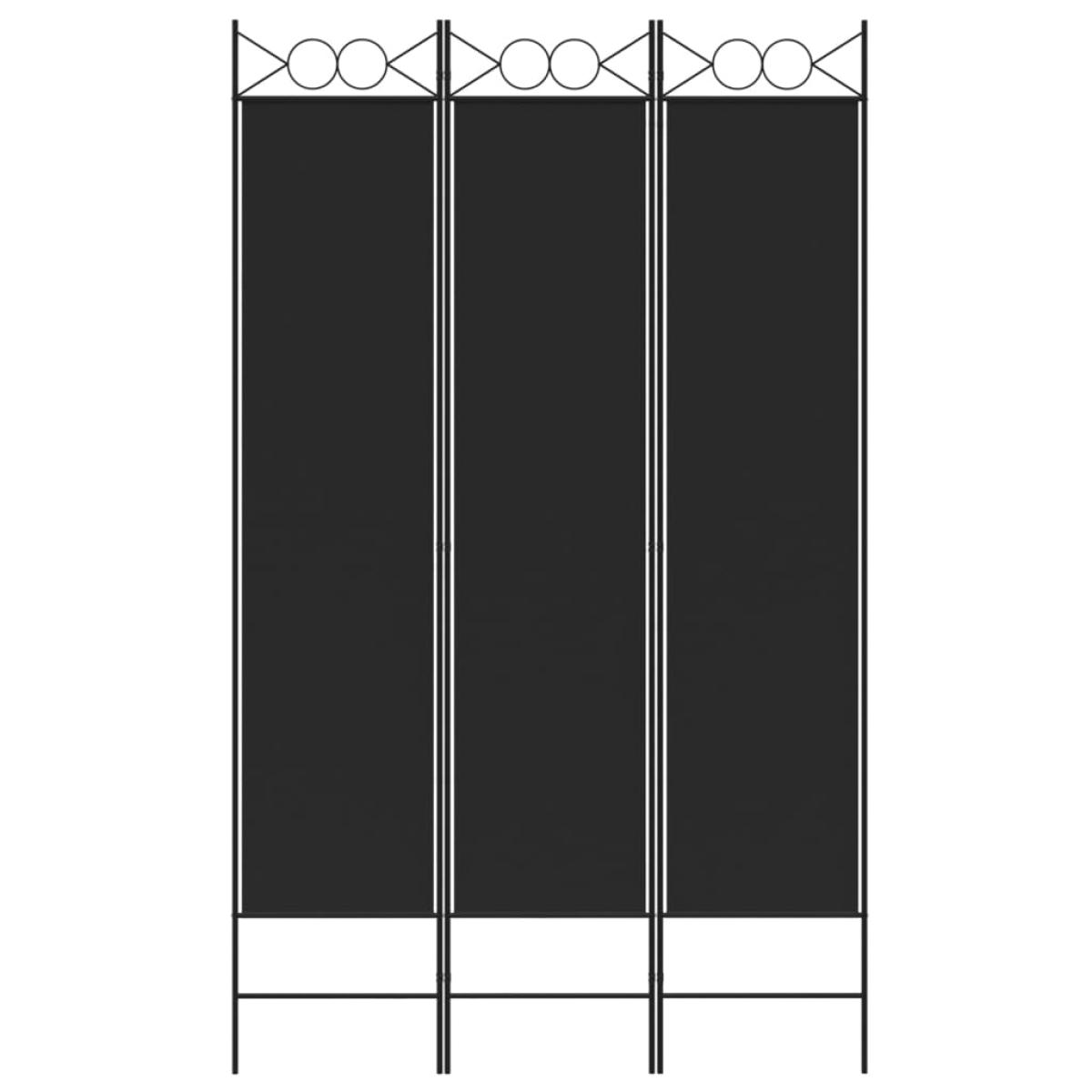 Biombo divisor de 3 paneles de tela negro 120x200 cm