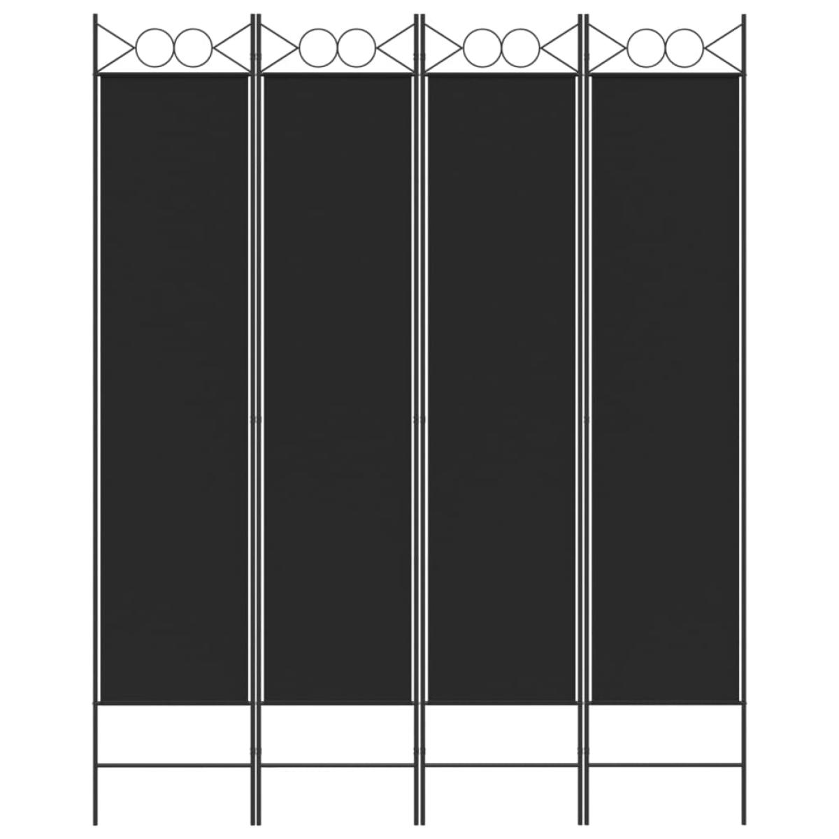 Biombo divisor de 4 paneles de tela negro 160x200 cm