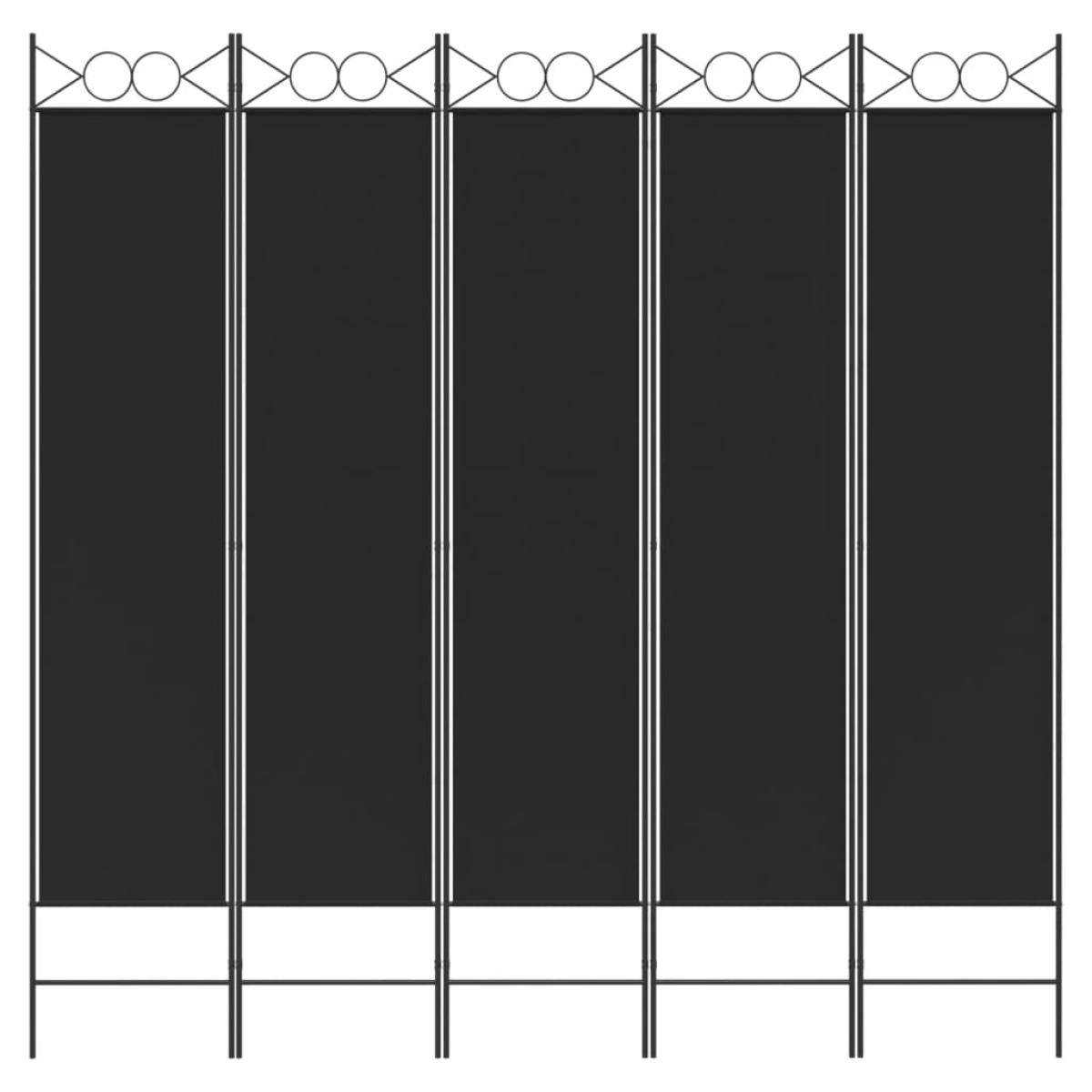 Biombo divisor de 5 paneles de tela negro 200x200 cm