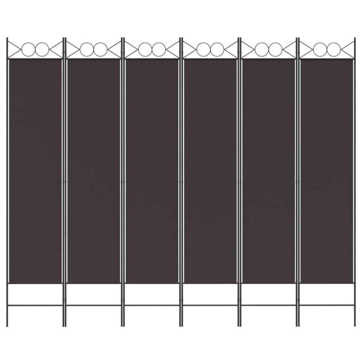 Biombo divisor de 6 paneles de tela marrón 240x200 cm