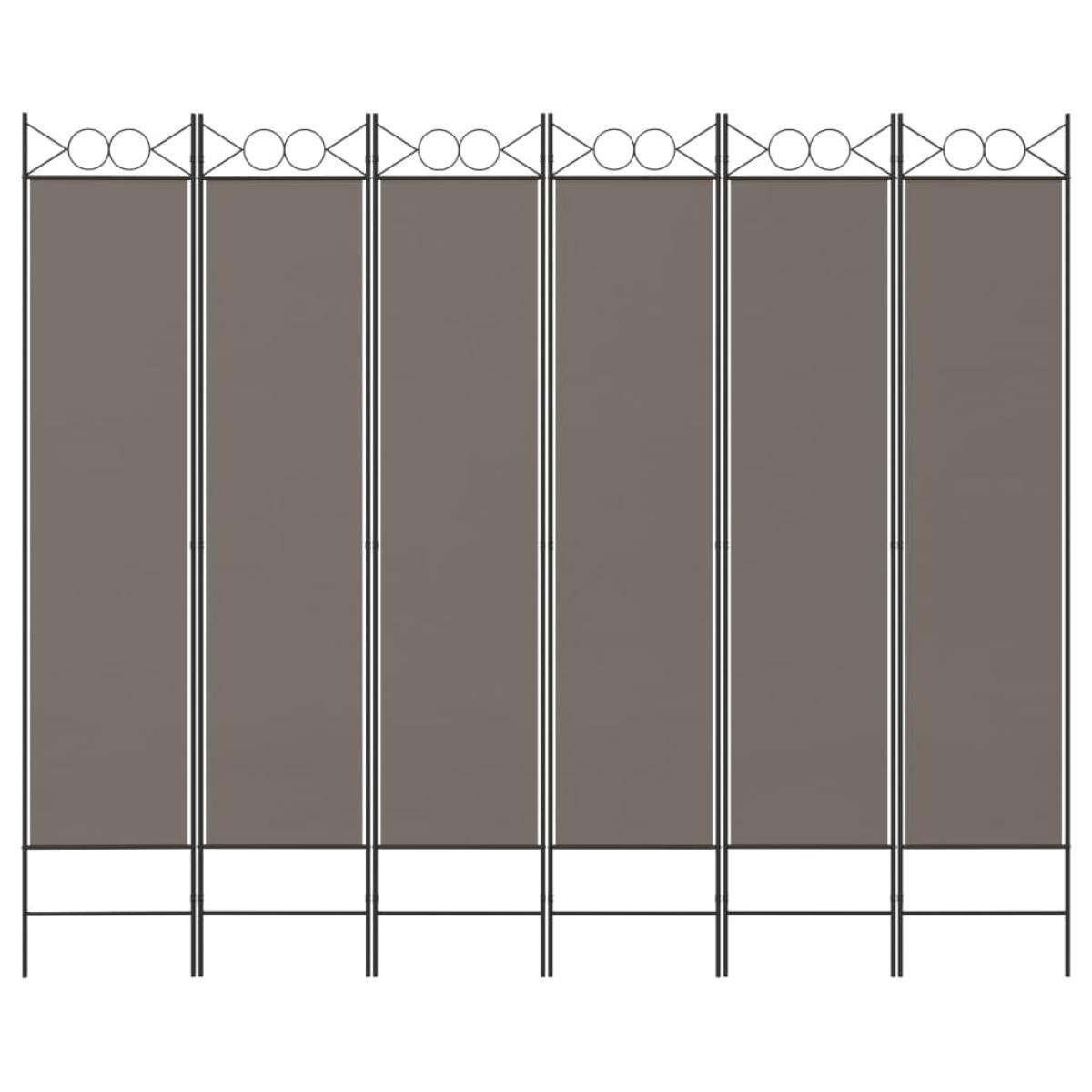 Biombo divisor de 6 paneles de tela gris antracita 240x200 cm
