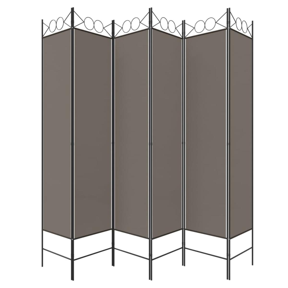 Biombo divisor de 6 paneles de tela gris antracita 240x200 cm