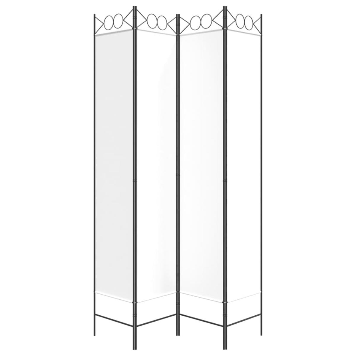 Biombo divisor de 4 paneles de tela blanco 160x220 cm
