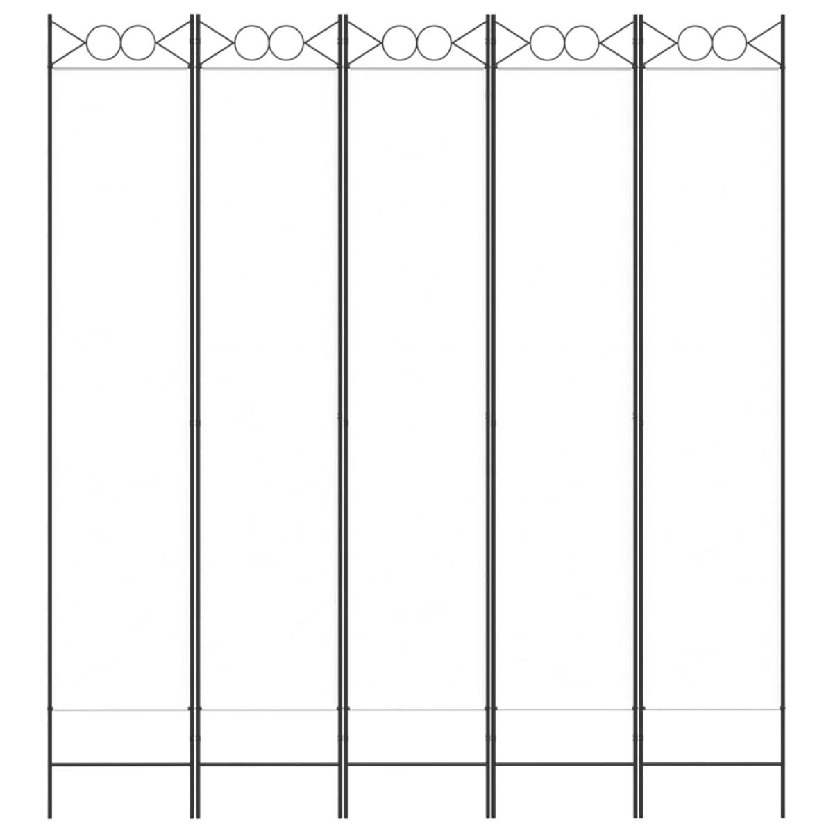  Biombo divisor de 5 paneles de tela blanco 200x220 cm