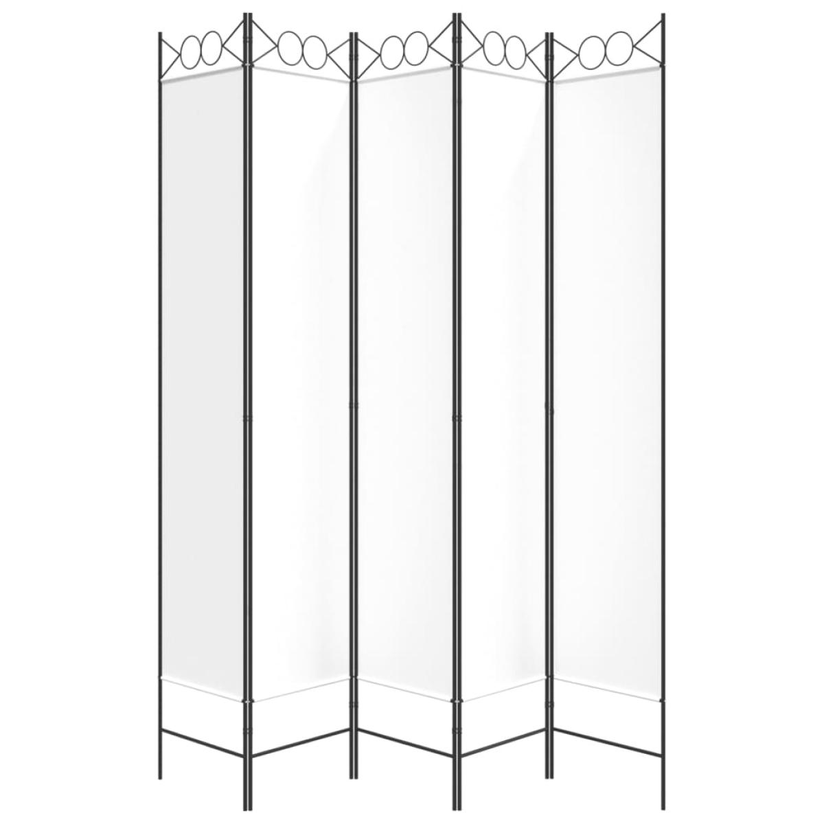  Biombo divisor de 5 paneles de tela blanco 200x220 cm