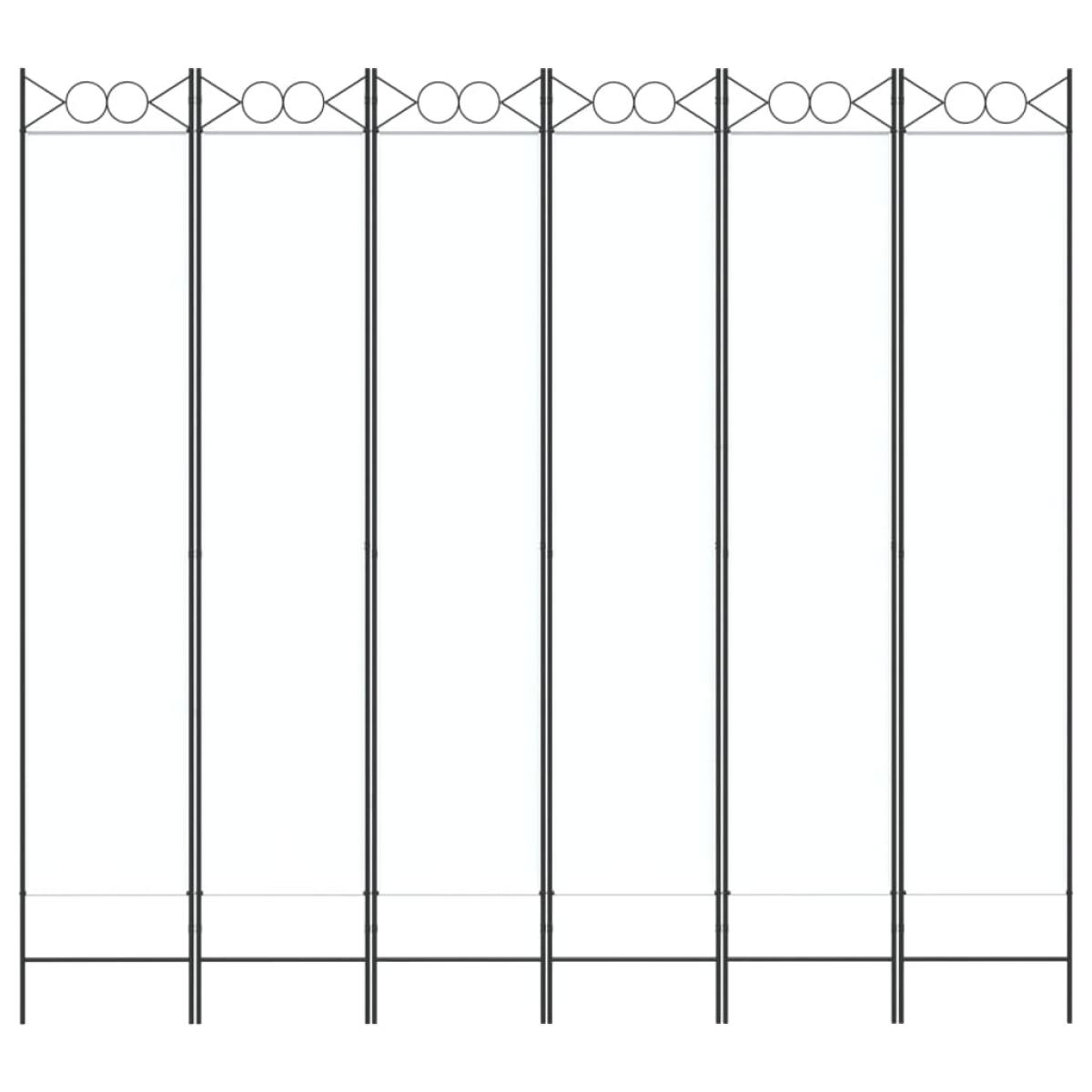 Biombo divisor de 6 paneles de tela blanco 240x220 cm