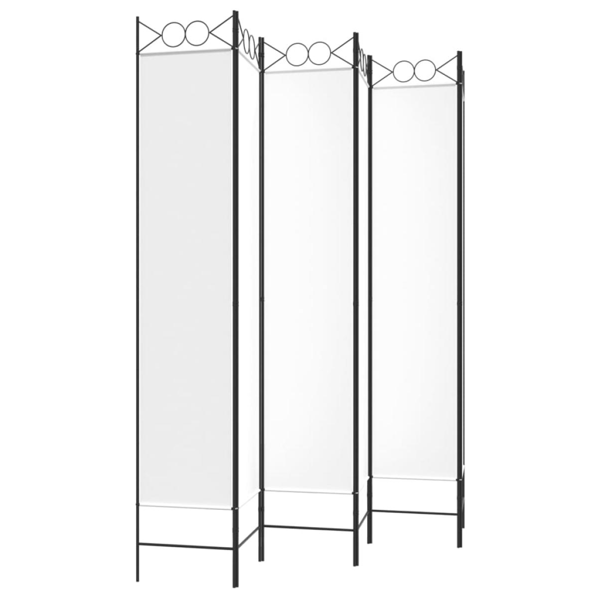 Biombo divisor de 6 paneles de tela blanco 240x220 cm